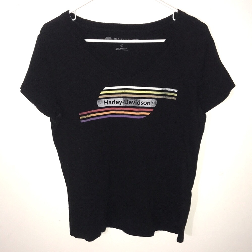 Harley-Davidson Women's Black V-Neck Graphic Tee